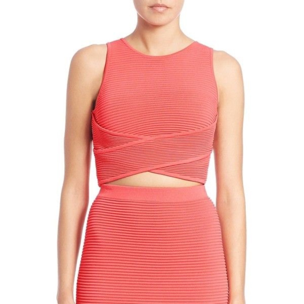 Jonathan Simkhai Coral Ribbed Crop Top